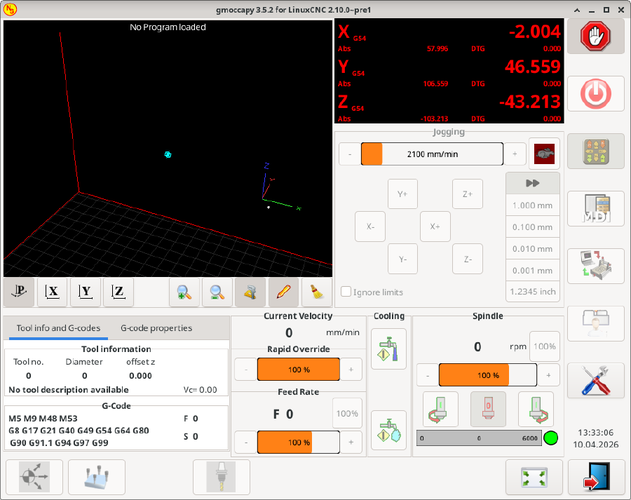 gmoccapy 3 axis mid