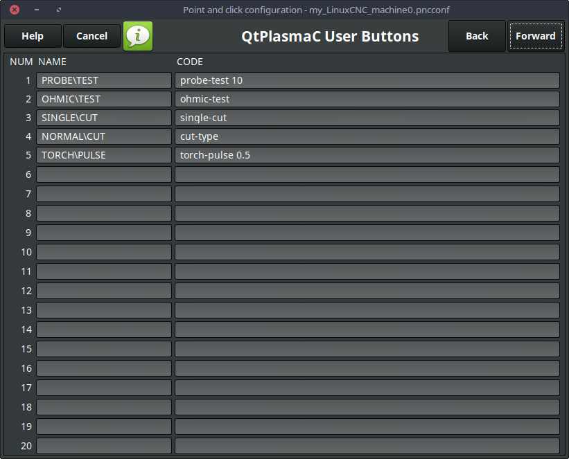 qtplasmac pncconf buttons