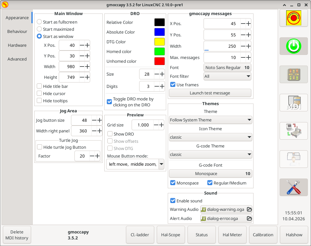 Configuration page