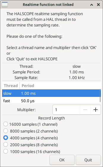 Realtime function not linked dialog