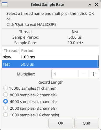 Sample Rate Dialog