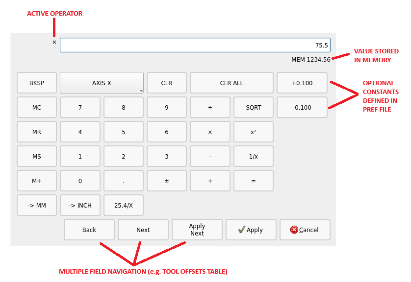 QtVCP CalculatorDialog: Calculator Dialog Widget